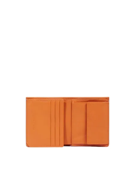 Piquadro Atlas small vertical men's wallet with coin purse, orange