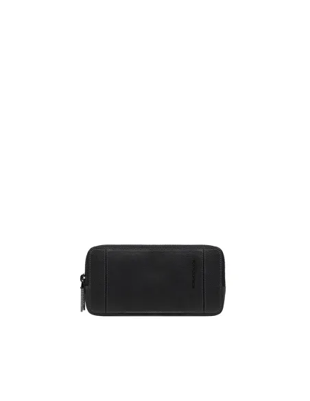 Pochette uomo in pelle a tre comparti Piquadro Cronus, nera