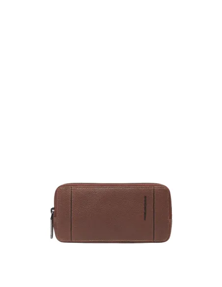 Pochette uomo in pelle a tre comparti Piquadro Cronus, marrone
