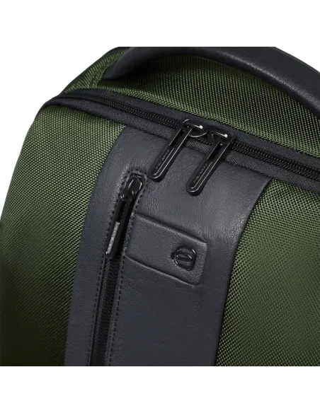 Großer Rucksack aus regeneriertem Stoff und Leder, grün2