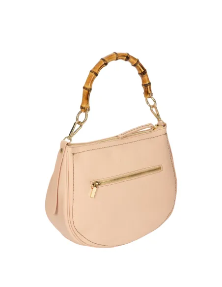 Borsa a spalla con manico in bambù Brics, rosa