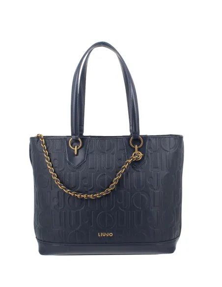 Liu Jo shopping bag with logo and chain, dress blue