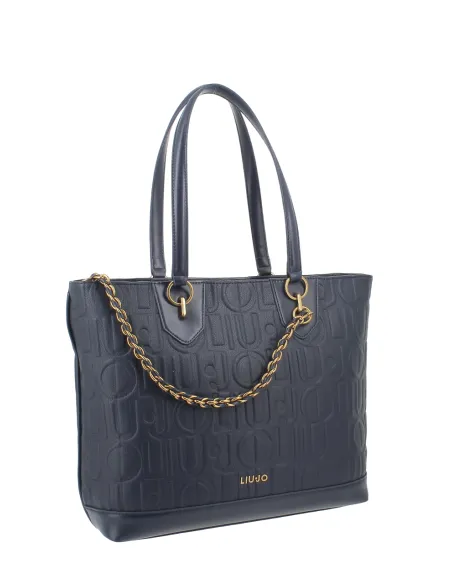 Liu Jo shopping bag with logo and chain, dress blue