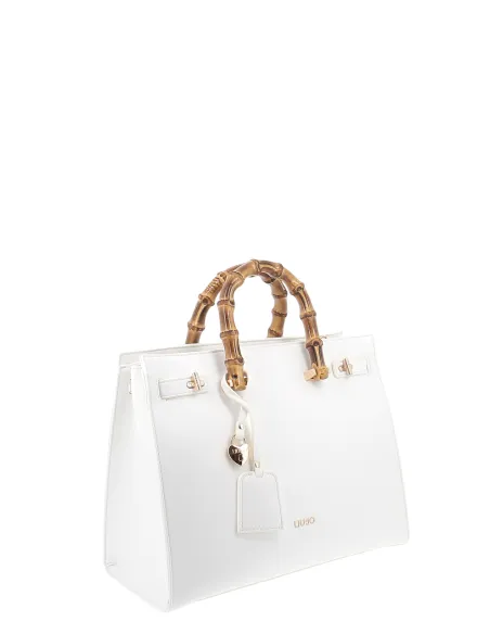 Borsa con manici effetto bamboo Liu Jo, bianca