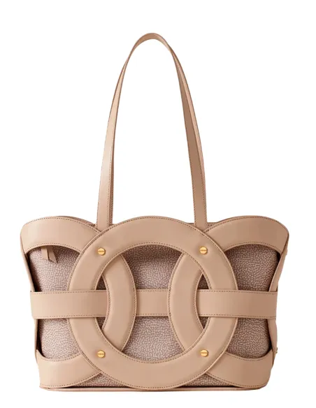 Borbonese All Round mittlere Einkaufstasche, sand