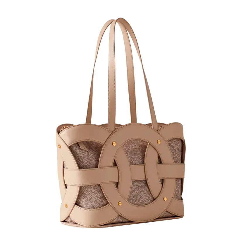 Borbonese All Round medium shopping bag, sand 2