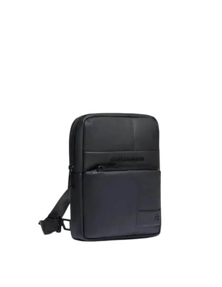 Borsello uomo porta iPad®mini in tessuto gommato Piquadro, nero