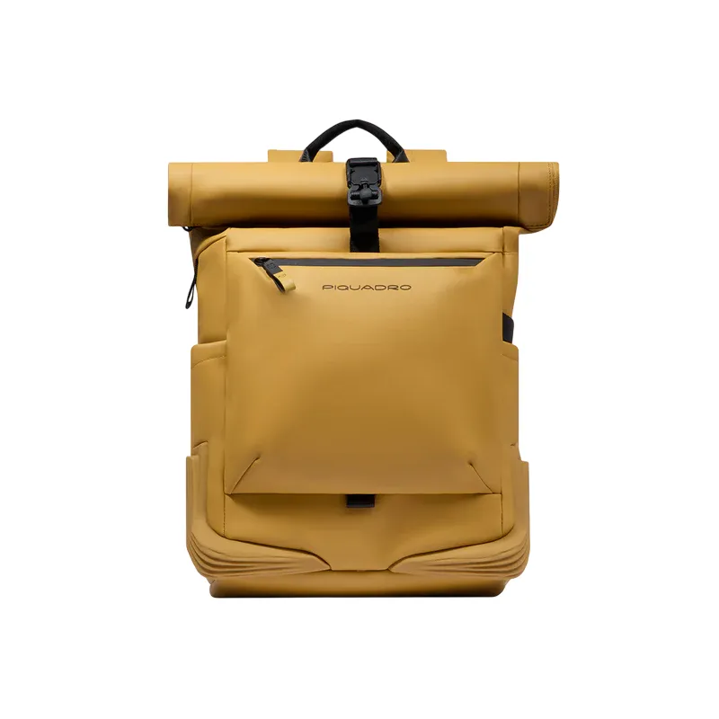 Piquadro Roll-Top Computer-Rucksack, gelb