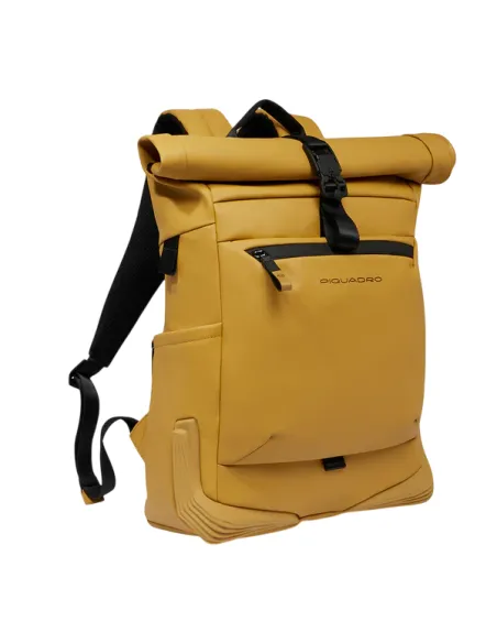 Piquadro Roll-Top computer backpack, yellow