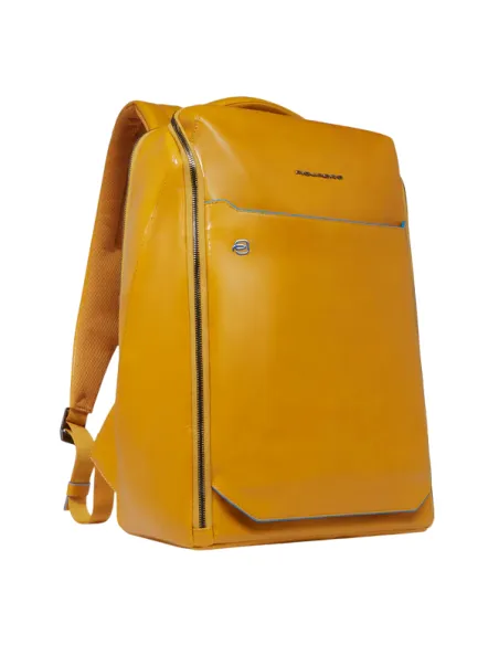 Piquadro Blue Square Lederrucksack mit 15,6 Computerfach, gelb