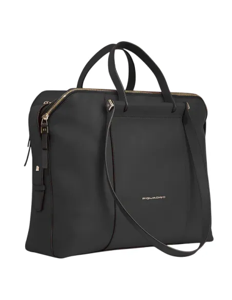 Women's computer and iPad bag with three compartments black
