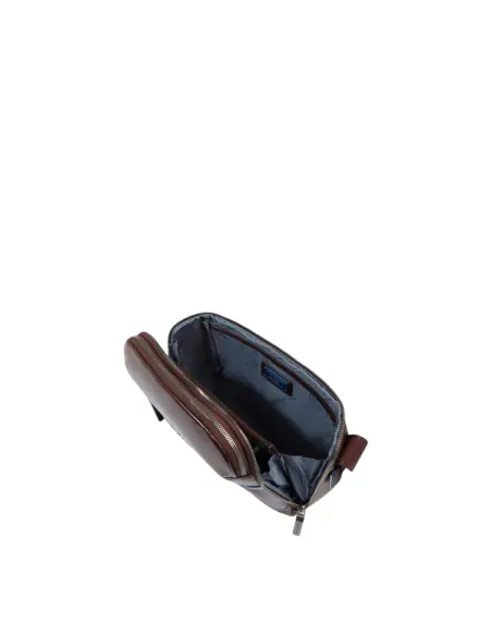 Piquadro Blue Square horizontal men's cross-body bag, dark brown