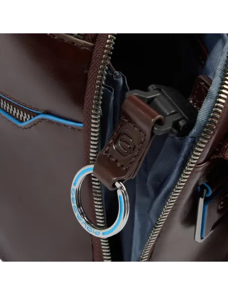 Piquadro Blue Square horizontal men's cross-body bag, dark brown