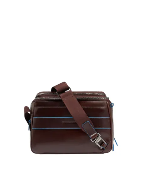 Piquadro Blue Square horizontal men's cross-body bag, dark brown