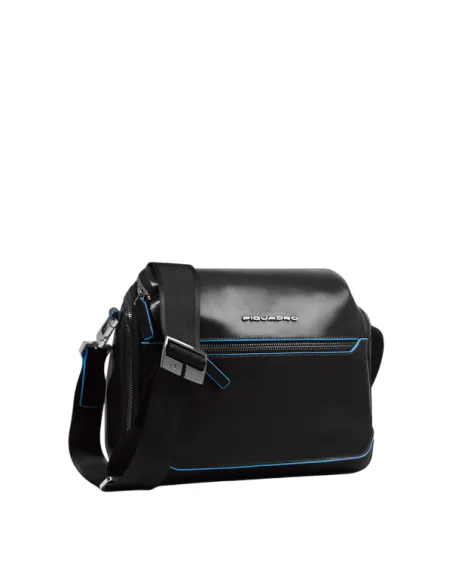 Piquadro Blue Square horizontal men's cross-body bag, black