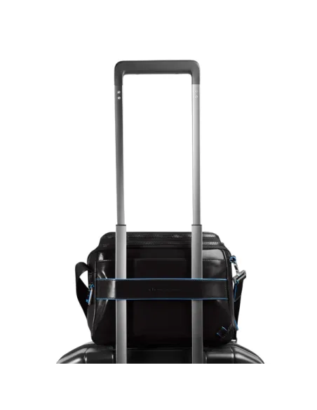 Piquadro Blue Square horizontale Herren-Umhängetasche, schwarz