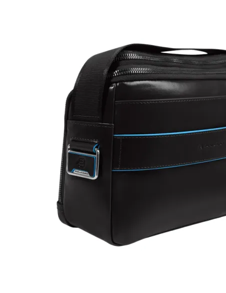 Piquadro Blue Square horizontal men's cross-body bag, black