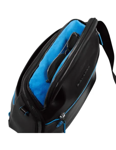 Piquadro Blue Square horizontal men's cross-body bag, black