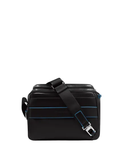 Piquadro Blue Square horizontal men's cross-body bag, black