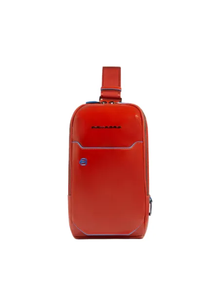 Piquadro Blue Square leather monosling bag, orange