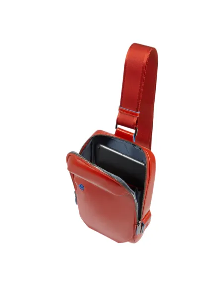 Piquadro Blue Square leather monosling bag, orange