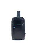 Piquadro Blue Square leather monosling bag, blue