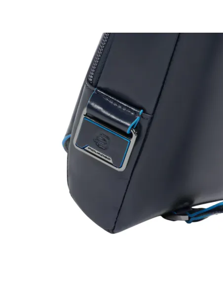 Piquadro Blue Square leather monosling bag, blue