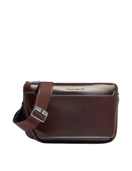 Piquadro Blue Square erweiterbare flache Gürteltasche, dunkelbraun