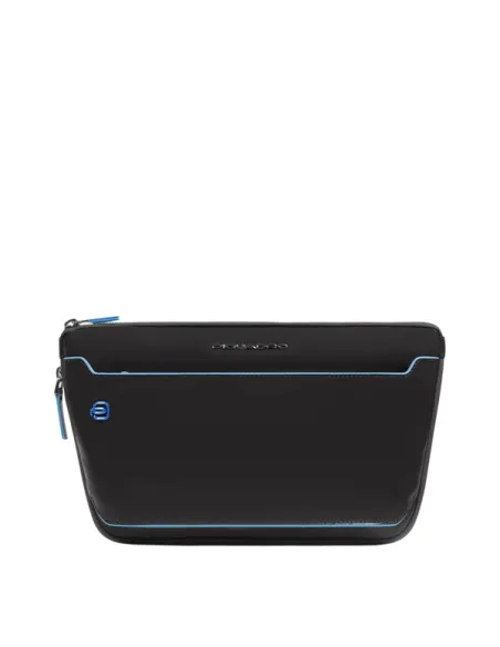 Piquadro Blue Square erweiterbare flache Gürteltasche, schwarz