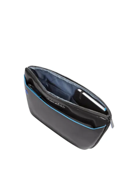 Piquadro Blue Square erweiterbare flache Gürteltasche, schwarz