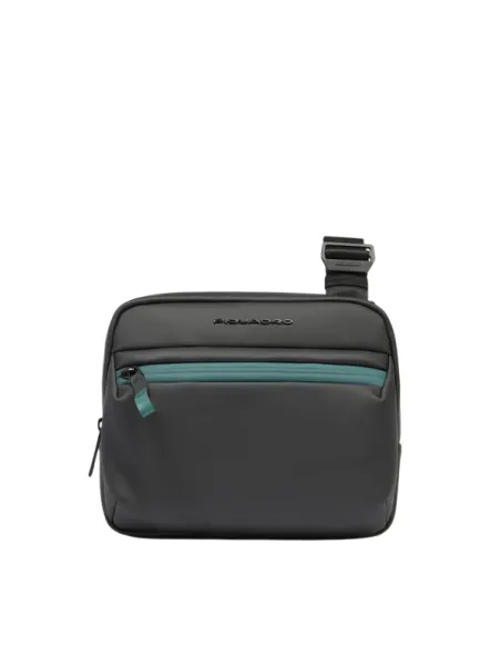 Piquadro Corner waterproof horizontal men's cross-body bag, black