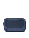 Piquadro expandable bumbag in recycled fabric, blue