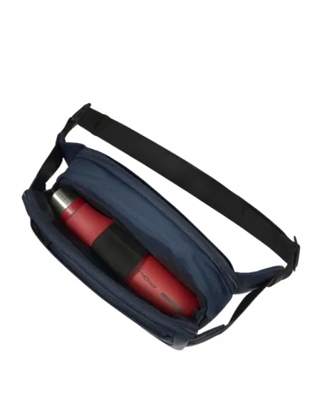 Piquadro erweiterbare Gürteltasche aus recyceltem Stoff, blau