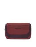 Piquadro expandable bumbag in recycled fabric, brown