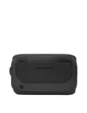 Piquadro expandable bumbag in recycled fabric, black