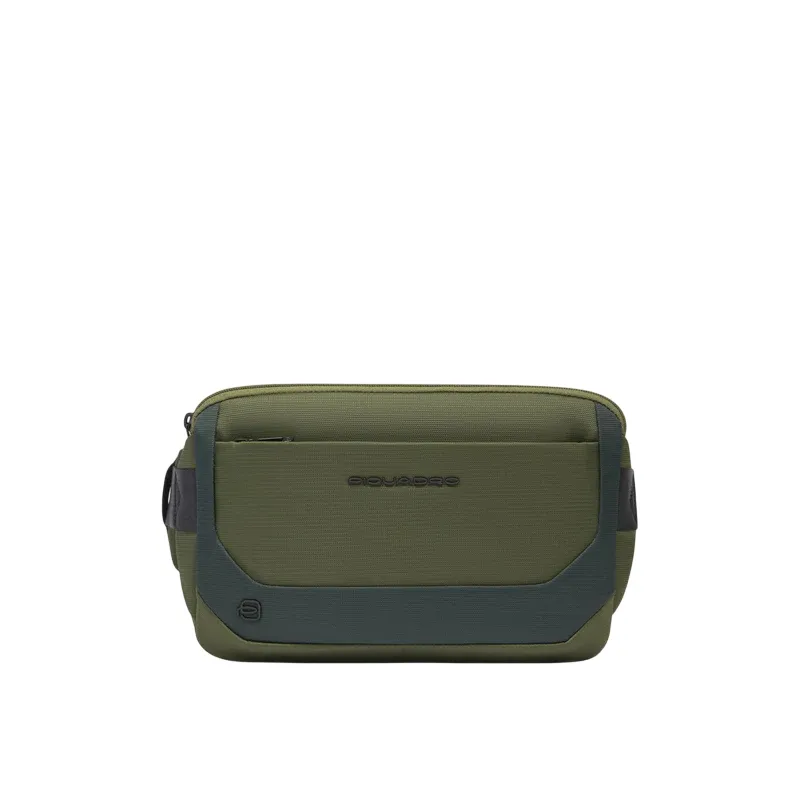 Piquadro expandable bumbag in recycled fabric, green