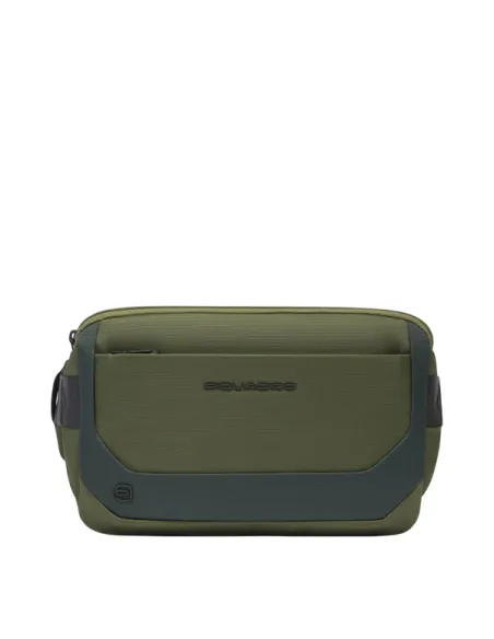Piquadro expandable bumbag in recycled fabric, green