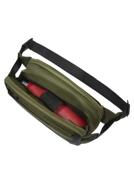 Piquadro expandable bumbag in recycled fabric, green