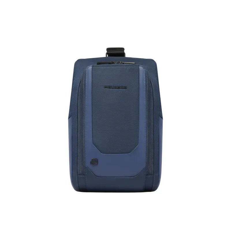 Piquadro Monosling bag in fabric and leather, blue