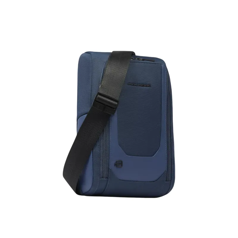 Piquadro Umhängetasche aus Stoff und Leder, blau 2