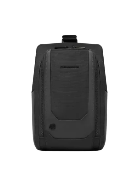 Piquadro Monosling bag in fabric and leather, black