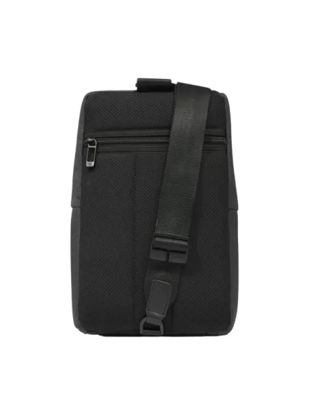 Piquadro Umhängetasche aus Stoff und Leder, schwarz