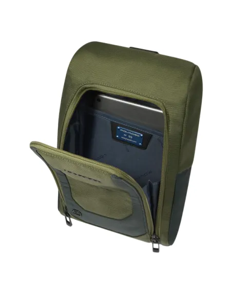 Monospalla in tessuto e pelle porta iPad®mini Piquadro, verde