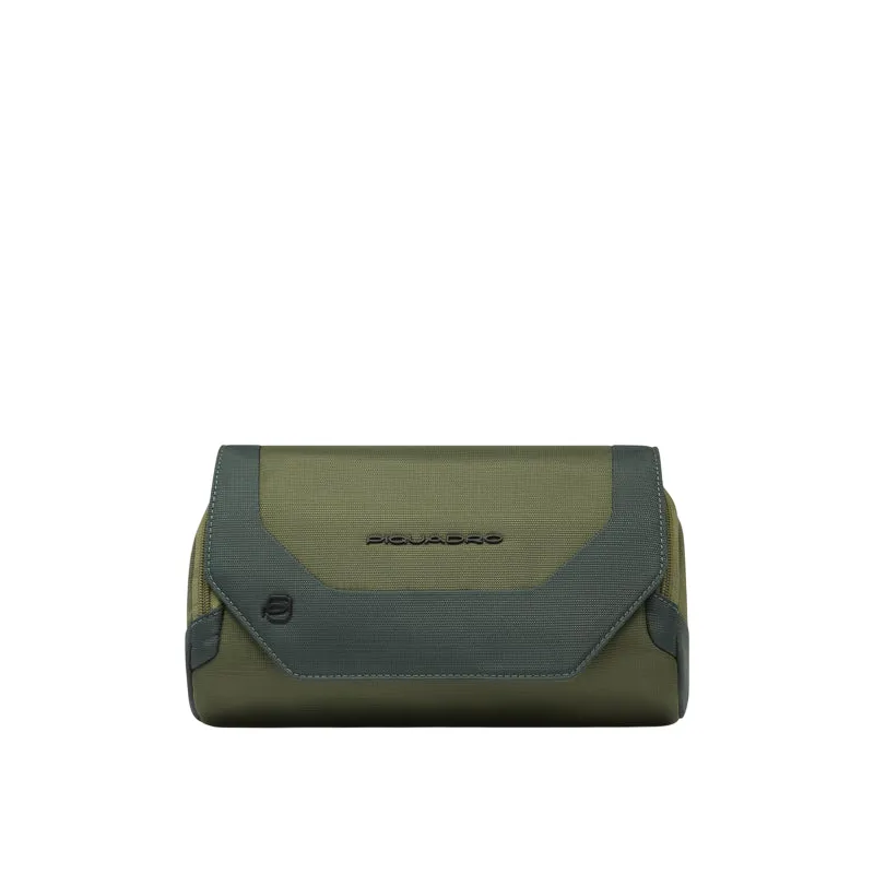 Piquadro Gürteltasche mit Klappe und Reißverschluss, grün