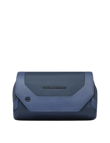 Marsupio Piquadro in tessuto riciclato e pelle con attacchi riposizionabili, blu