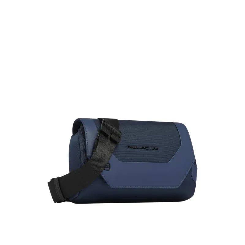 Piquadro Gürteltasche mit Klappe und Reißverschluss, blau 2