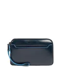 Herren Leder Clutch Tasche mit zwei Fächern Piquadro Blue Square, blau
