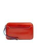 Herren Leder Clutch Tasche mit zwei Fächern Piquadro Blue Square, orange
