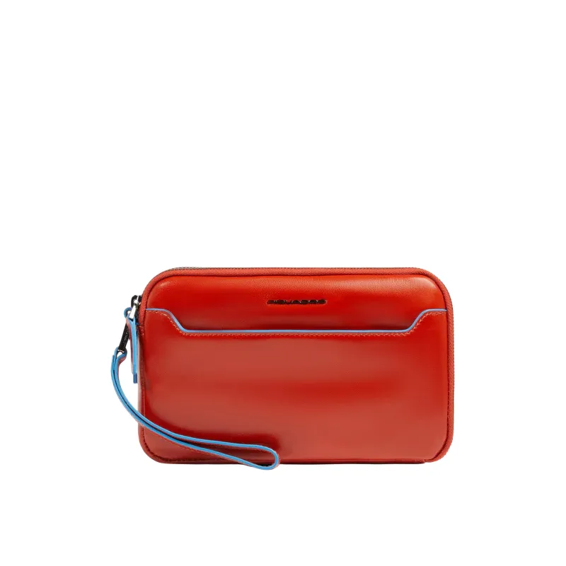 Piquadro Blue Square men's leather clutch bag with two...
