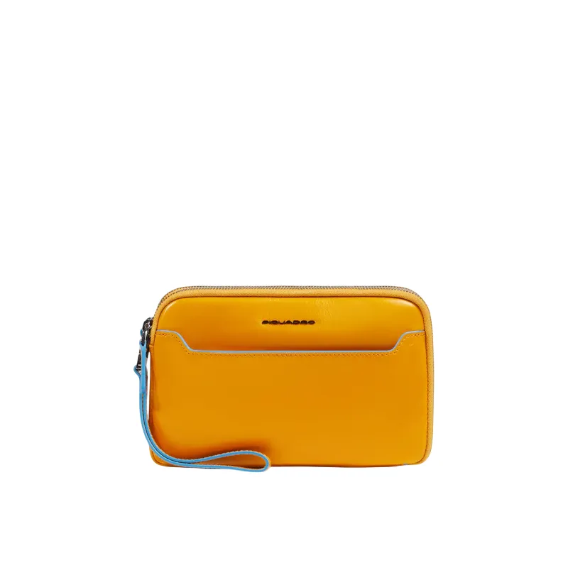 Herren Leder Clutch Tasche mit zwei Fächern Piquadro Blue...